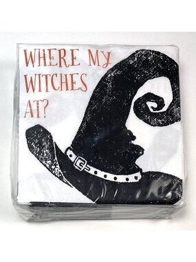 40ct Blueink Studios WHERE MY WITCHES AT 4-7/8" Paper BEVERAGE NAPKINS NIP NEW